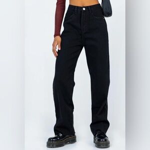 Princess Polly Kalinda Straight Leg Jeans Black Size 4